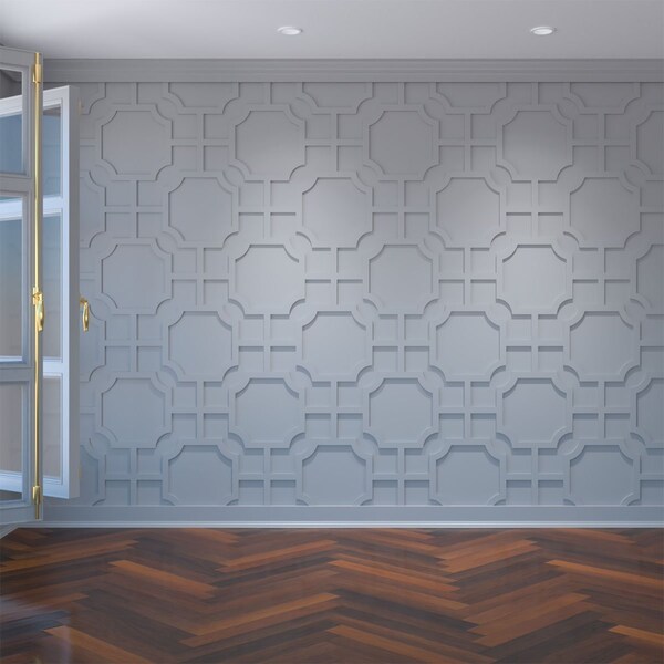 Ekena Millwork Medium Bradley Decorative Fretwork Wall Panels in Architectural PVC, 26 7/8"W x 15 3/8"H x 3/8"T WALP16X16BRD - main